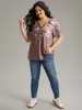 Floral Print Notched Button Up T-shirt sold by Bloomchic
