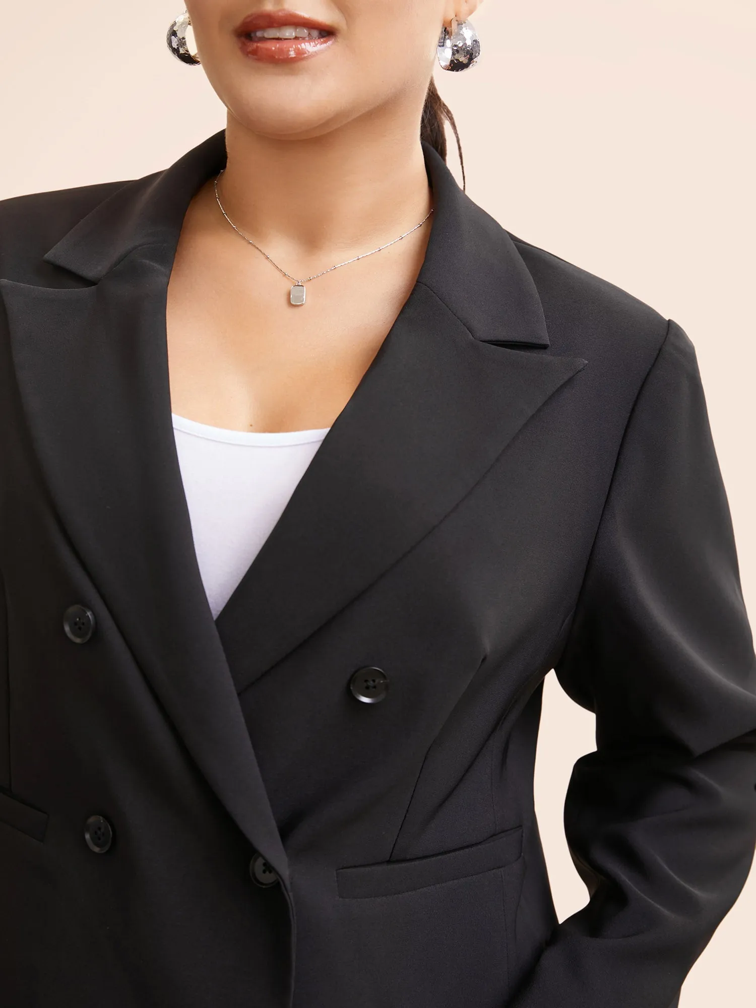 Slim-Fit Double Pocket Cropped Blazer sold by Bloomchic product image thumbnail 4