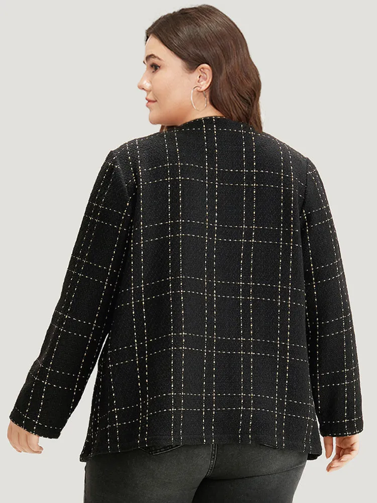 Plaid Pattern Button Up Crew Neck Coat sold by Bloomchic product image thumbnail 2
