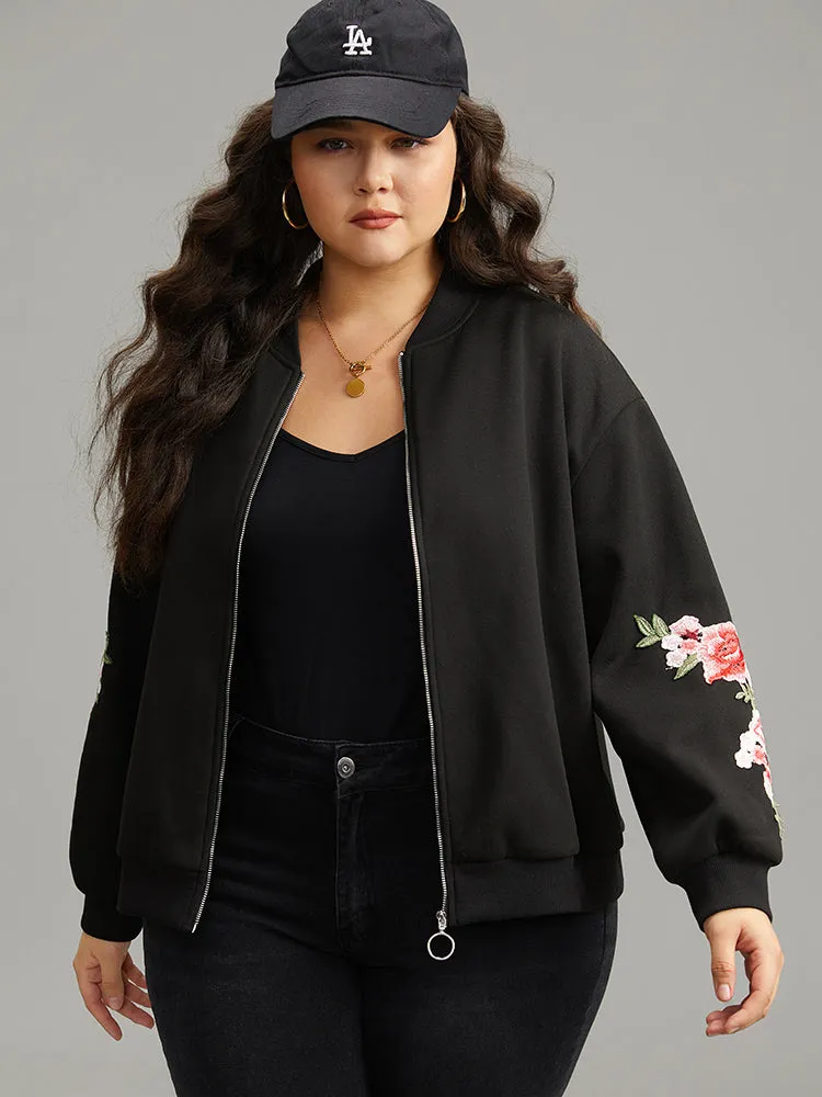 Floral Embroidered O Ring Zipper Jacket sold by Bloomchic product image thumbnail 5