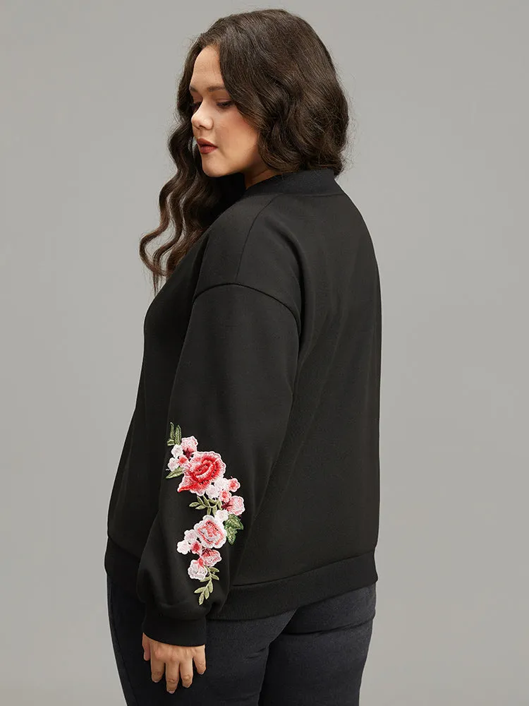 Floral Embroidered O Ring Zipper Jacket sold by Bloomchic product image thumbnail 2
