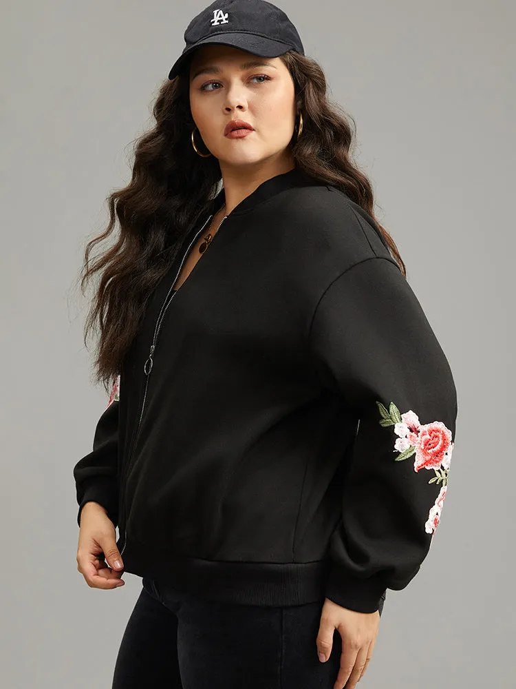 Floral Embroidered O Ring Zipper Jacket sold by Bloomchic product image thumbnail 3