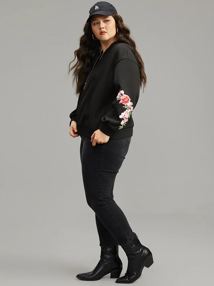 Floral Embroidered O Ring Zipper Jacket sold by Bloomchic product image thumbnail 4