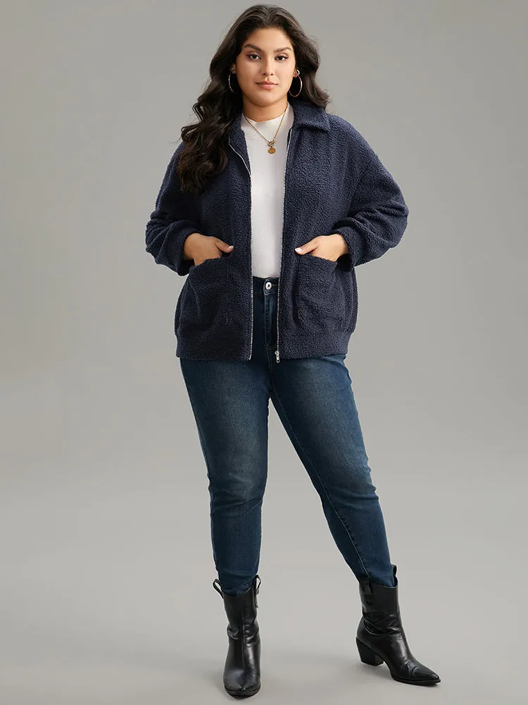 Solid Zipper Pocket Teddy Jacket sold by Bloomchic product image thumbnail 5