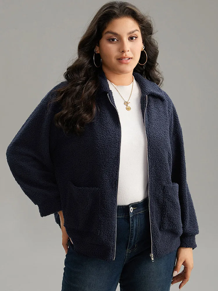 Solid Zipper Pocket Teddy Jacket sold by Bloomchic product image thumbnail 2