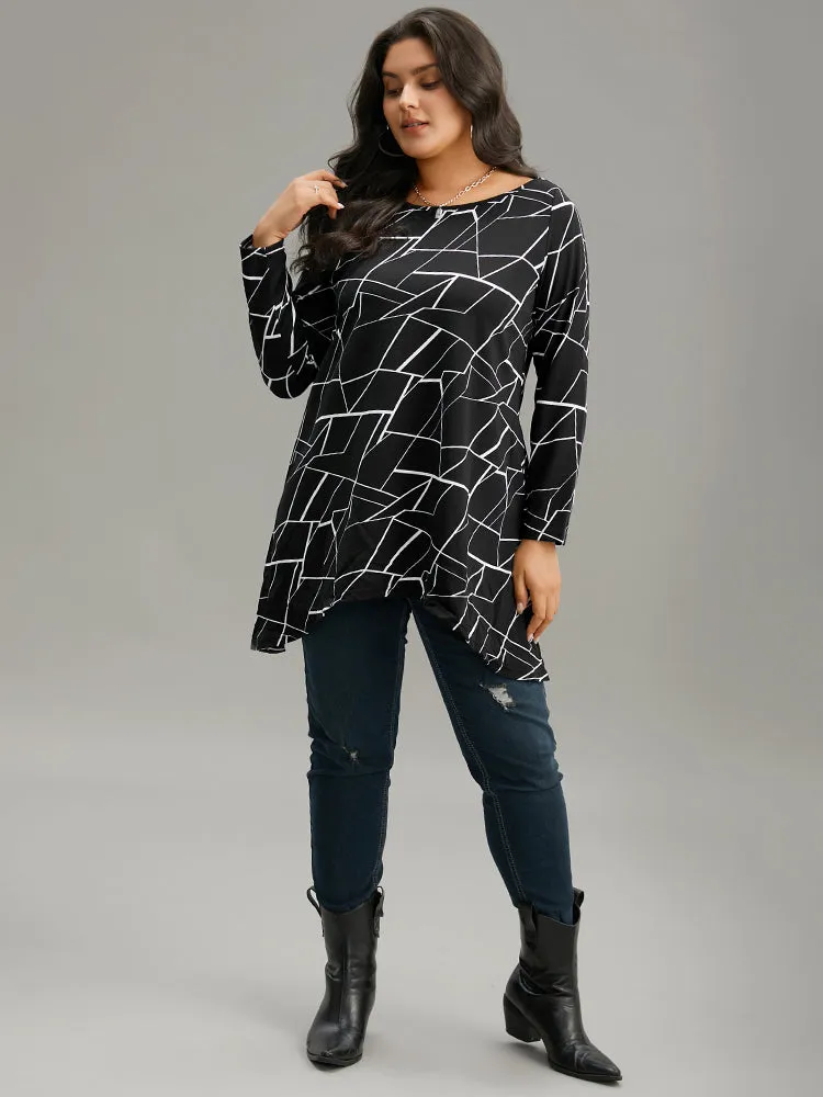 Halloween Geometric Print Pocket Ruffle Hem T-shirt sold by Bloomchic product image thumbnail 4