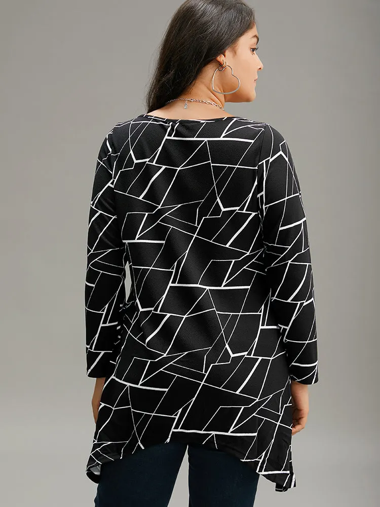 Halloween Geometric Print Pocket Ruffle Hem T-shirt sold by Bloomchic product image thumbnail 2