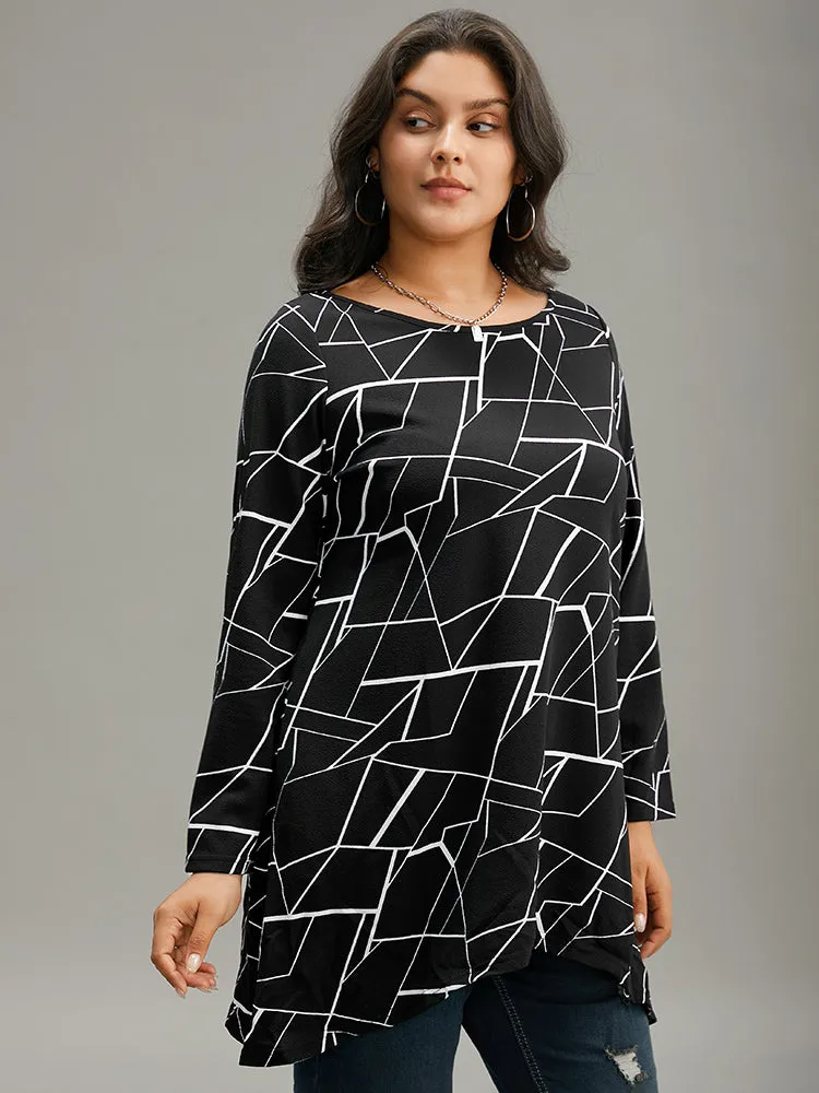 Halloween Geometric Print Pocket Ruffle Hem T-shirt sold by Bloomchic product image thumbnail 5