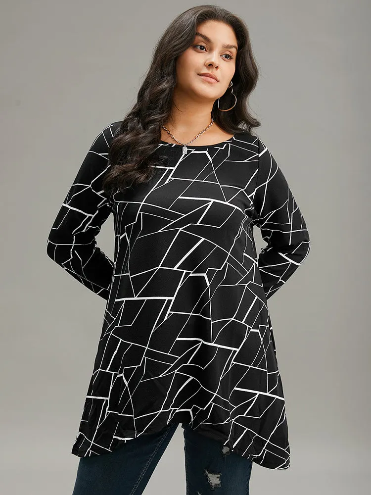 Halloween Geometric Print Pocket Ruffle Hem T-shirt sold by Bloomchic product image thumbnail 3