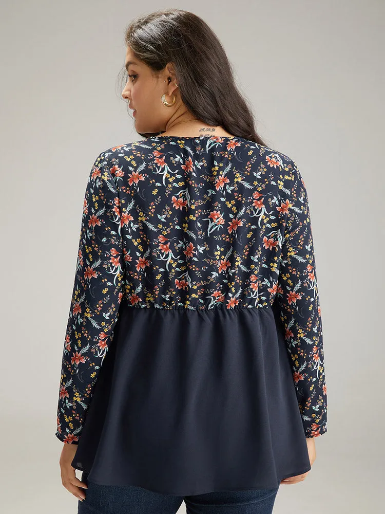 Floral Print Patchwork Pleated Blouse sold by Bloomchic product image thumbnail 5
