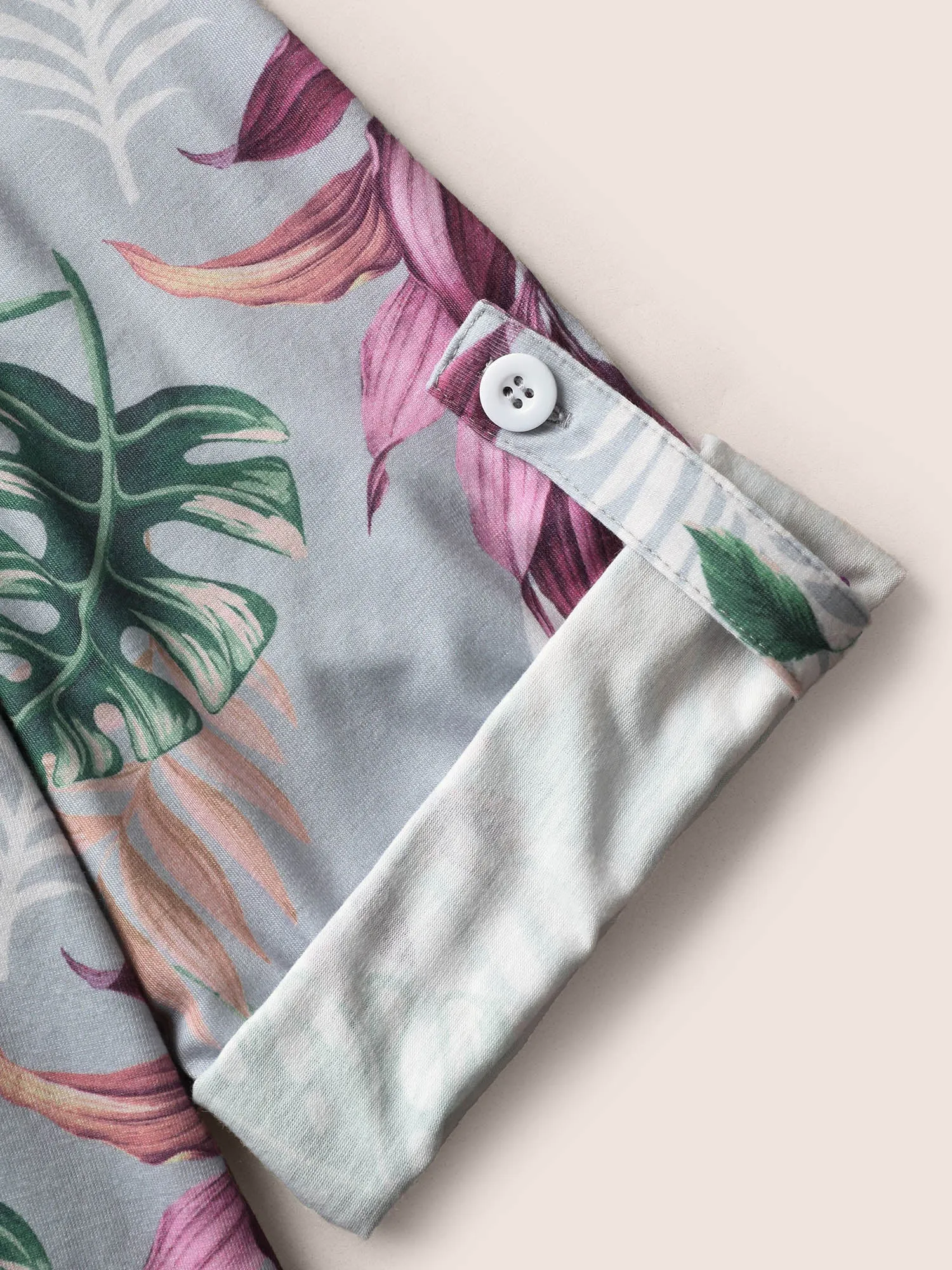 Tropical Print Button Cuff Sleeve Sleep Dress sold by Bloomchic product image thumbnail 5