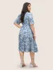 Silhouette Floral Print Patchwork Elastic Waist Dress sold by Bloomchic