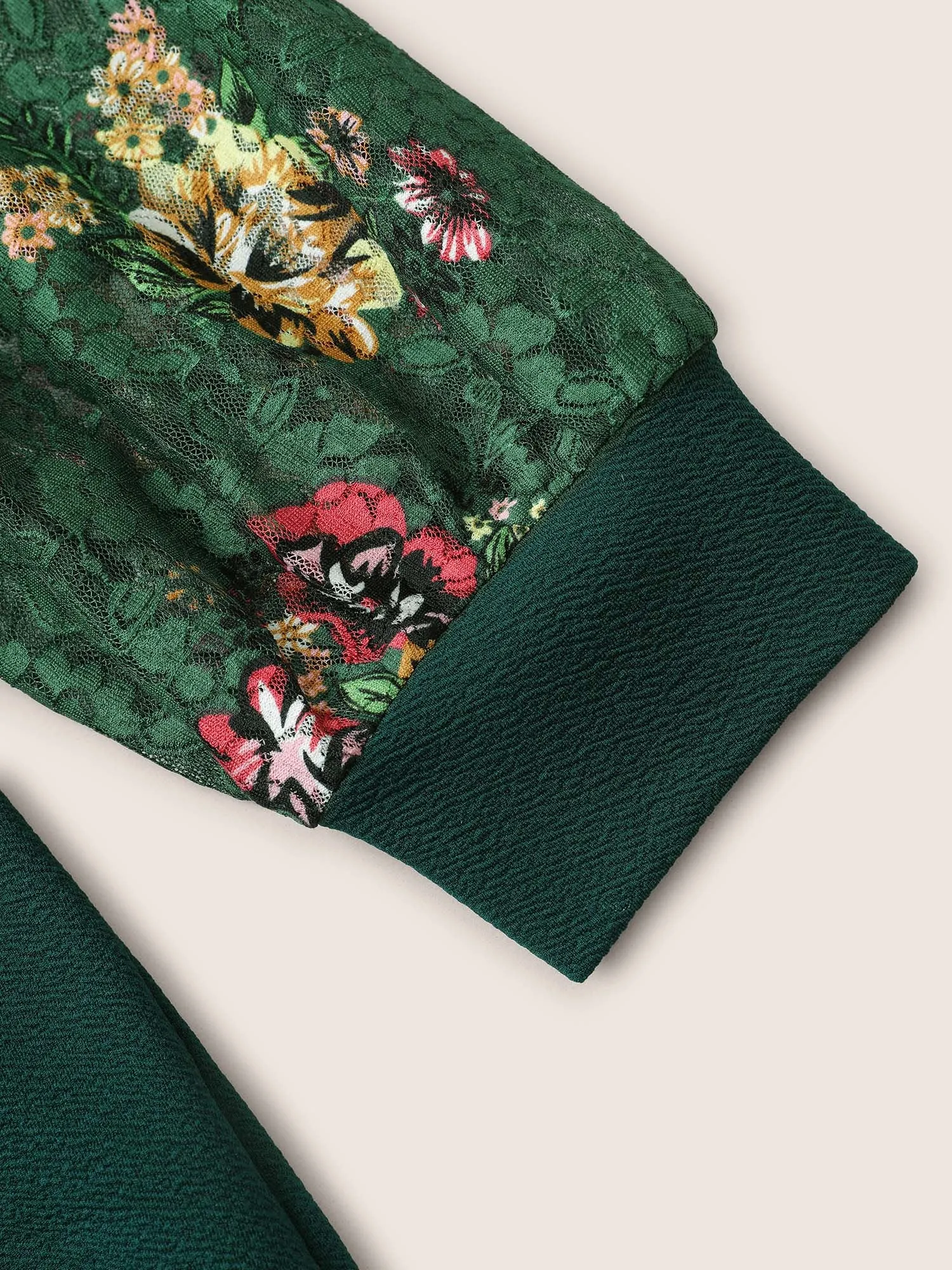 Crochet Lace Floral Print Round Neck Sweatshirt sold by Bloomchic product image thumbnail 5