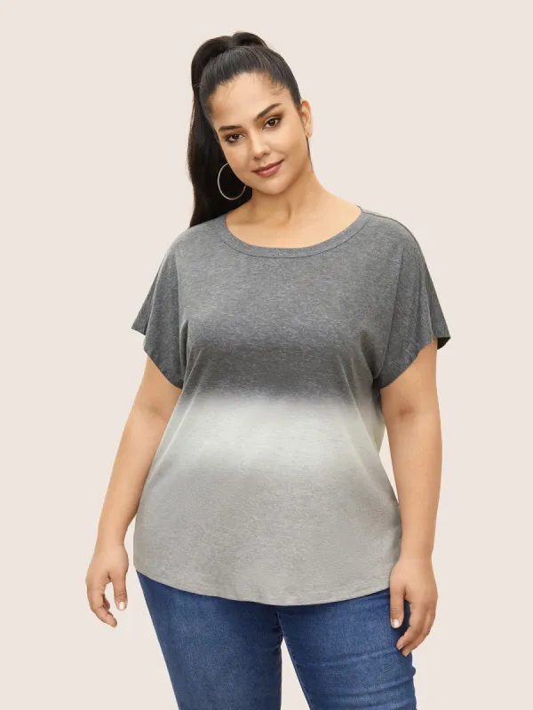 Round Neck Ombre Tie Dye T-shirt sold by Bloomchic