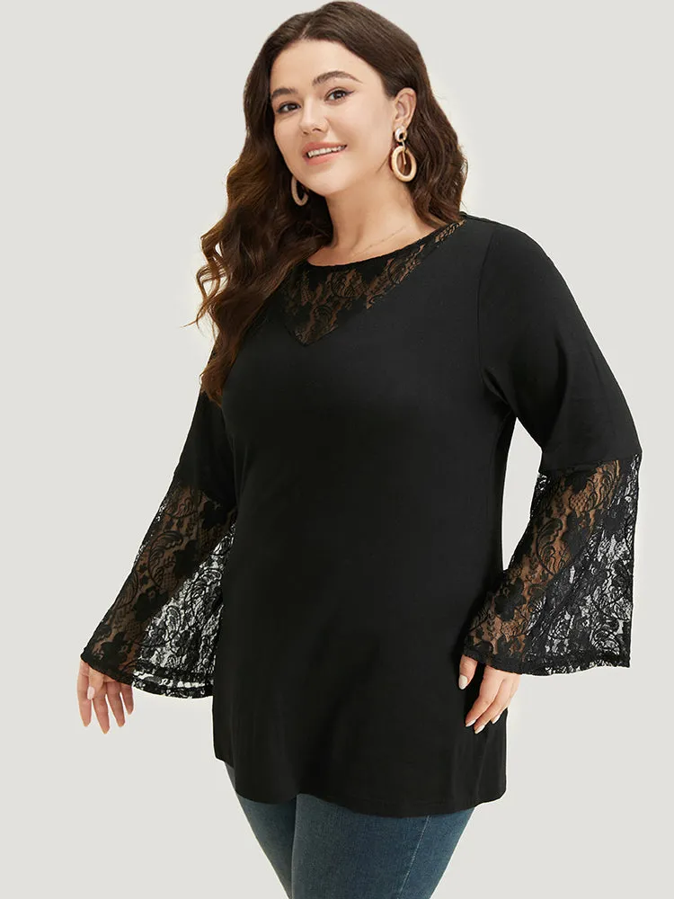 Halloween Crochet Lace Bell Sleeve Mesh T-shirt sold by Bloomchic product image thumbnail 2