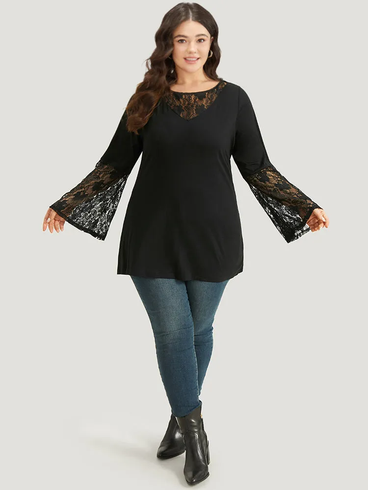 Halloween Crochet Lace Bell Sleeve Mesh T-shirt sold by Bloomchic product image thumbnail 3