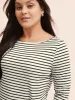 Striped Boat Neck Medium Stretch T-shirt sold by Bloomchic