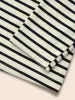 Striped Boat Neck Medium Stretch T-shirt sold by Bloomchic