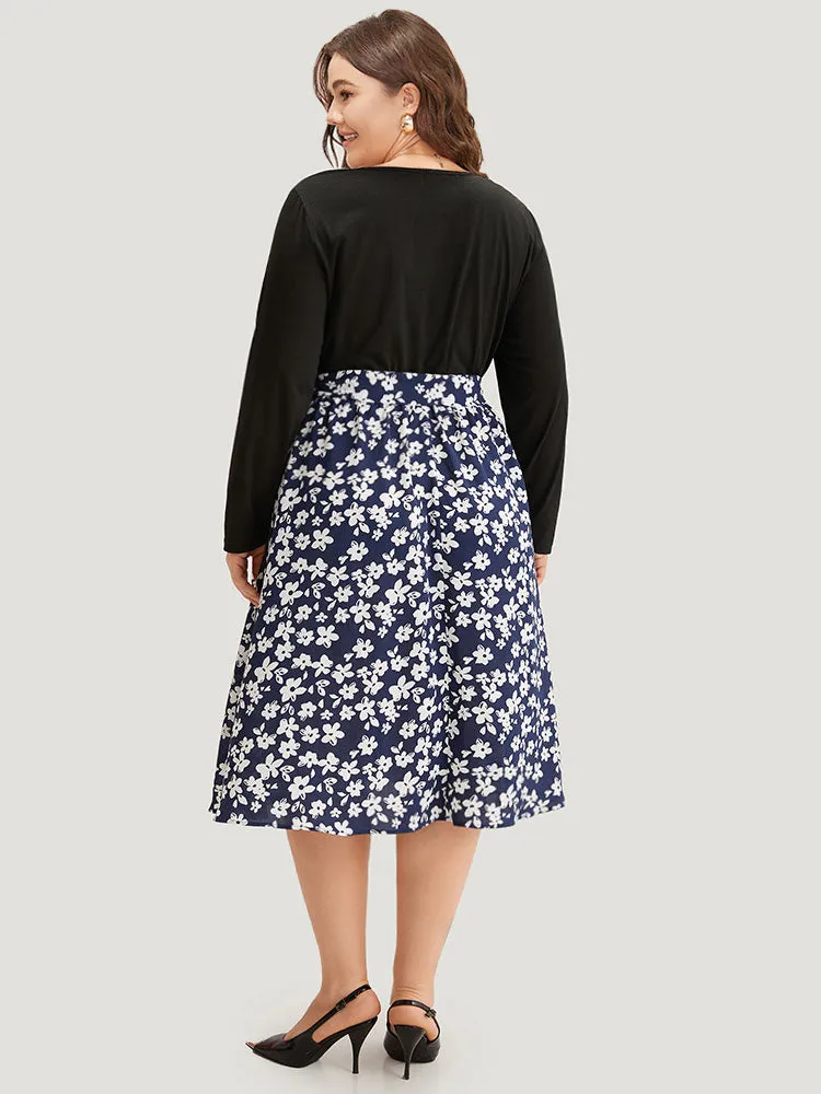 Silhouette Floral Print Belted Button Detail Dress sold by Bloomchic product image thumbnail 2