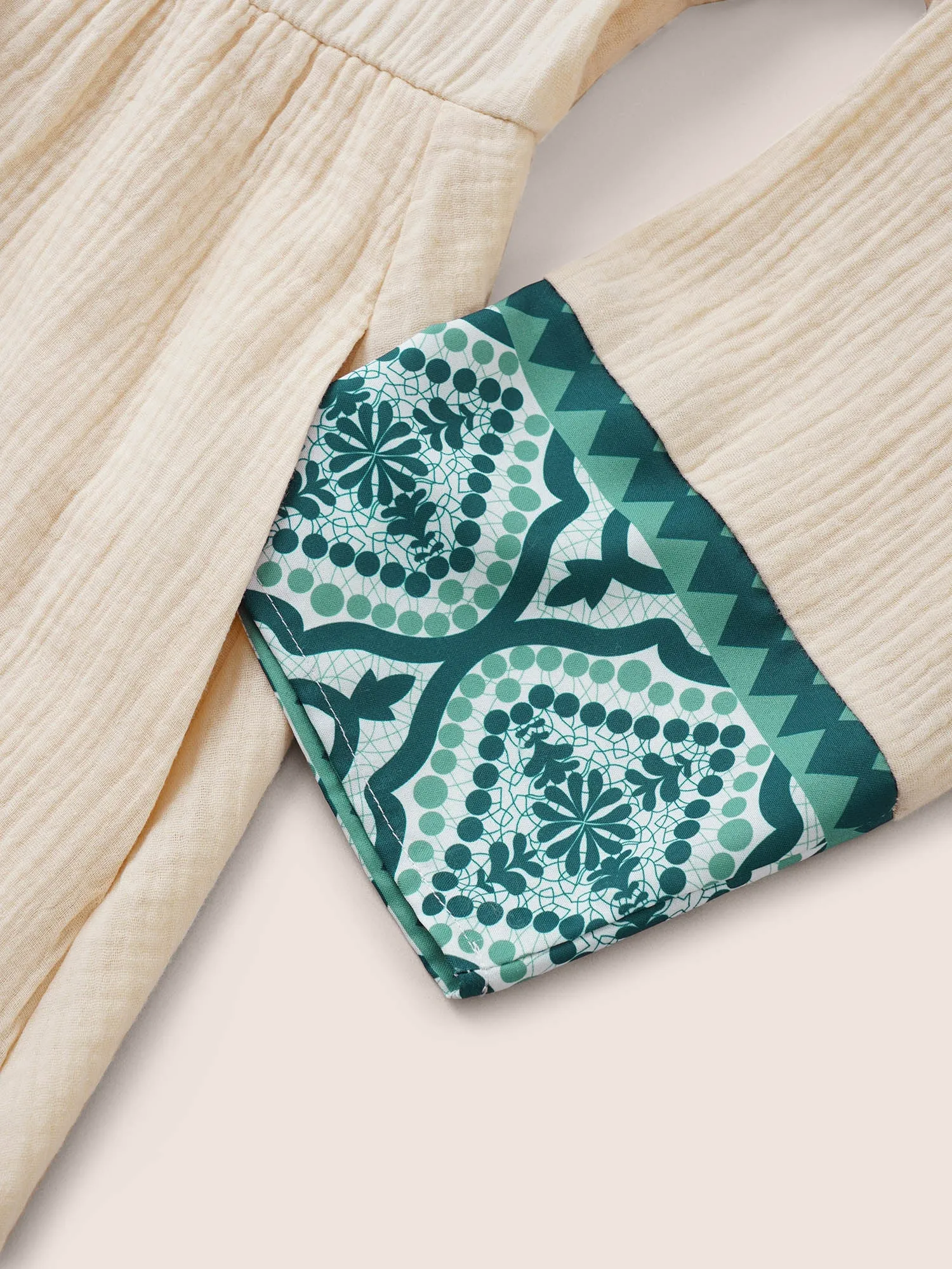 Boho Print Patchwork Elastic Waist Texture Dress sold by Bloomchic product image thumbnail 5