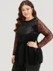 Halloween Lace Patchwork Contrast Cut Out Blouse sold by Bloomchic