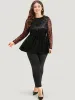 Halloween Lace Patchwork Contrast Cut Out Blouse sold by Bloomchic