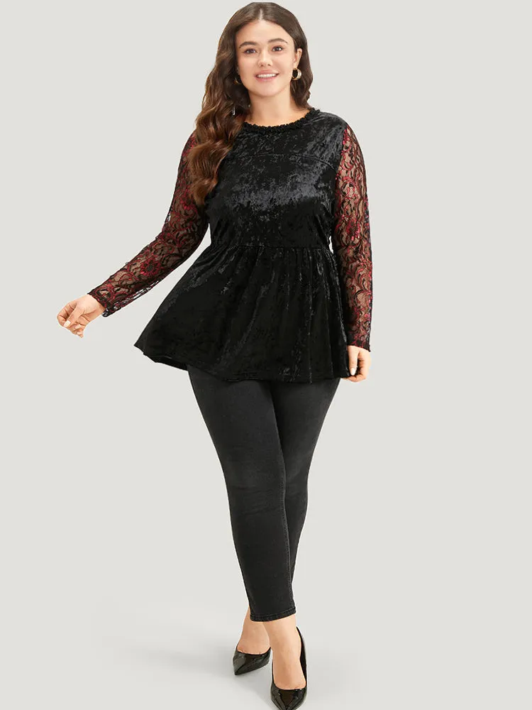 Halloween Lace Patchwork Contrast Cut Out Blouse sold by Bloomchic product image thumbnail 4