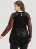 Halloween Lace Patchwork Contrast Cut Out Blouse sold by Bloomchic
