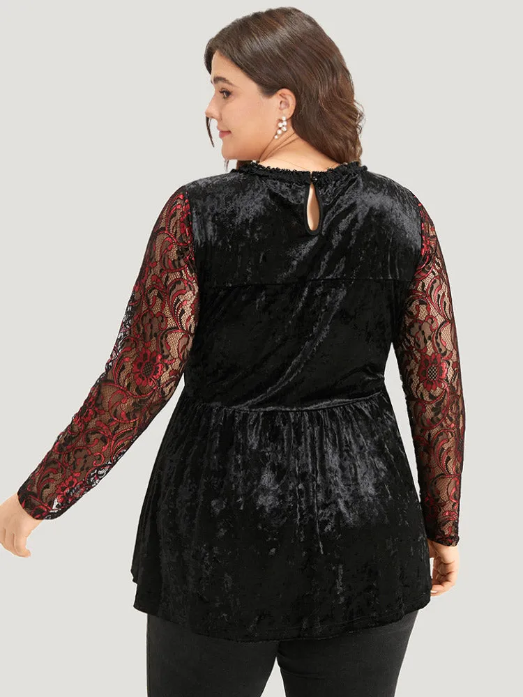 Halloween Lace Patchwork Contrast Cut Out Blouse sold by Bloomchic product image thumbnail 5
