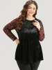 Halloween Lace Patchwork Contrast Cut Out Blouse sold by Bloomchic