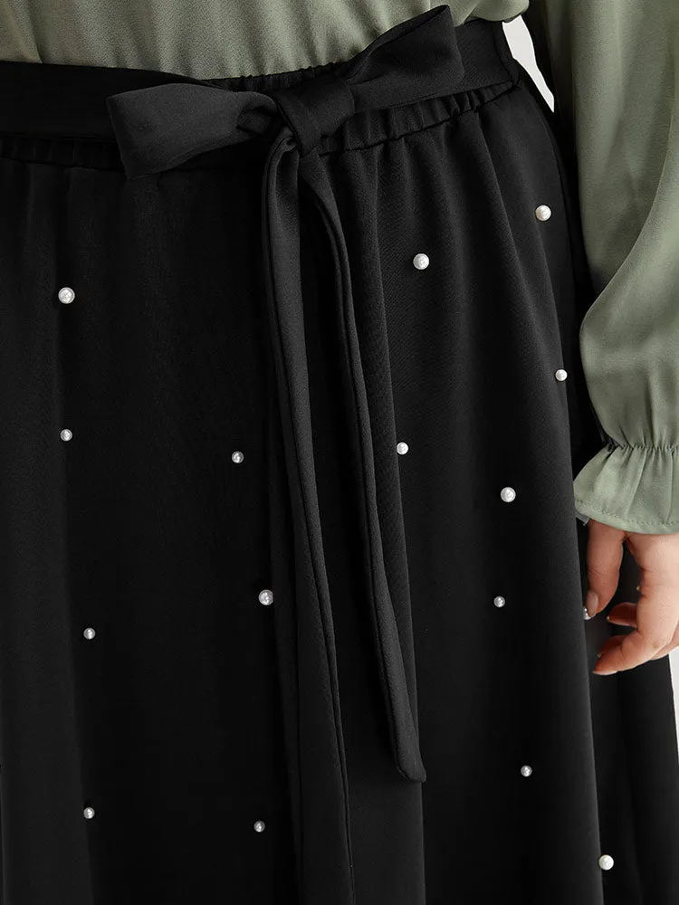 Pearl Beaded Ties Cropped Skirt sold by Bloomchic product image thumbnail 5