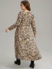 Leopard Print Round Neck Ruffle Hem Dress sold by Bloomchic