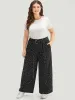 Polka Dot Belted Metal Detail Pants sold by Bloomchic