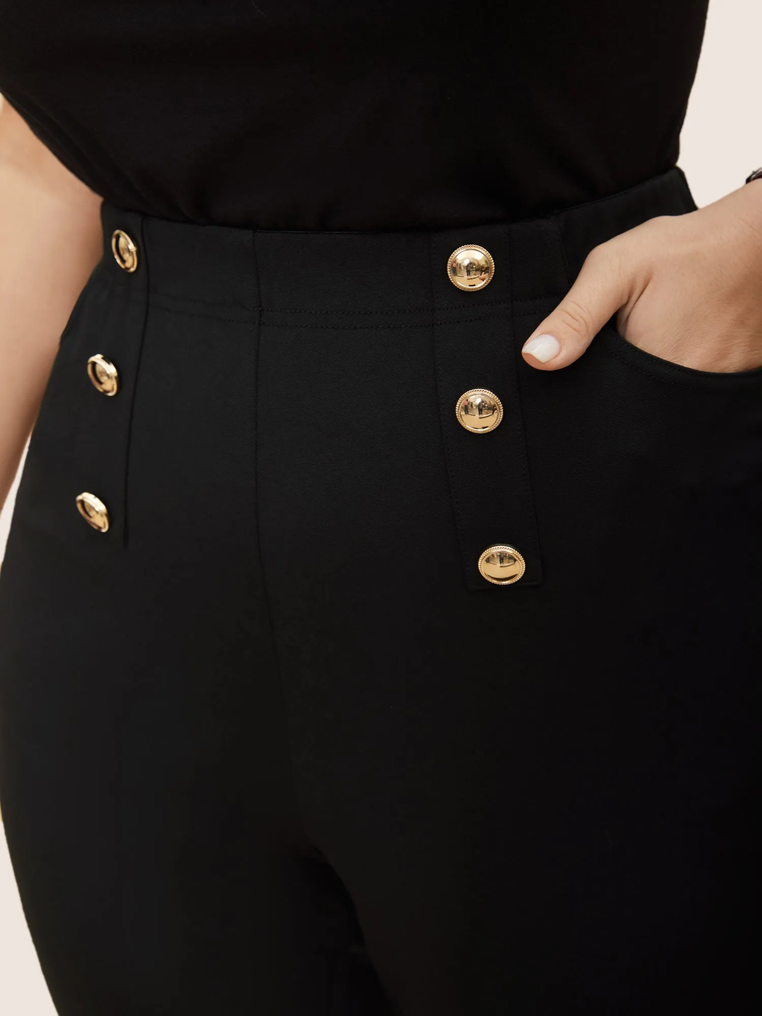 Metal Detail Double Breasted Bootcut Pants sold by Bloomchic product image thumbnail 4