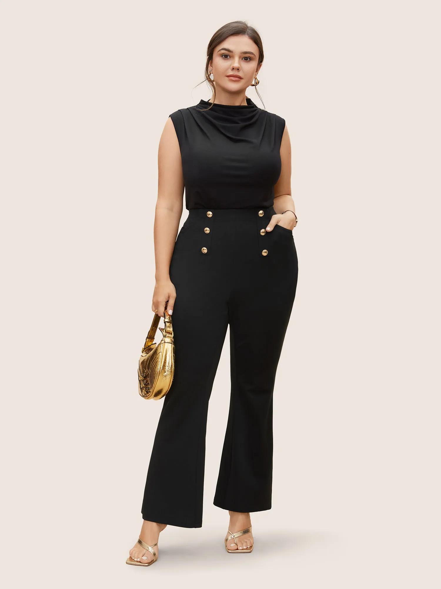 Metal Detail Double Breasted Bootcut Pants sold by Bloomchic product image thumbnail 2