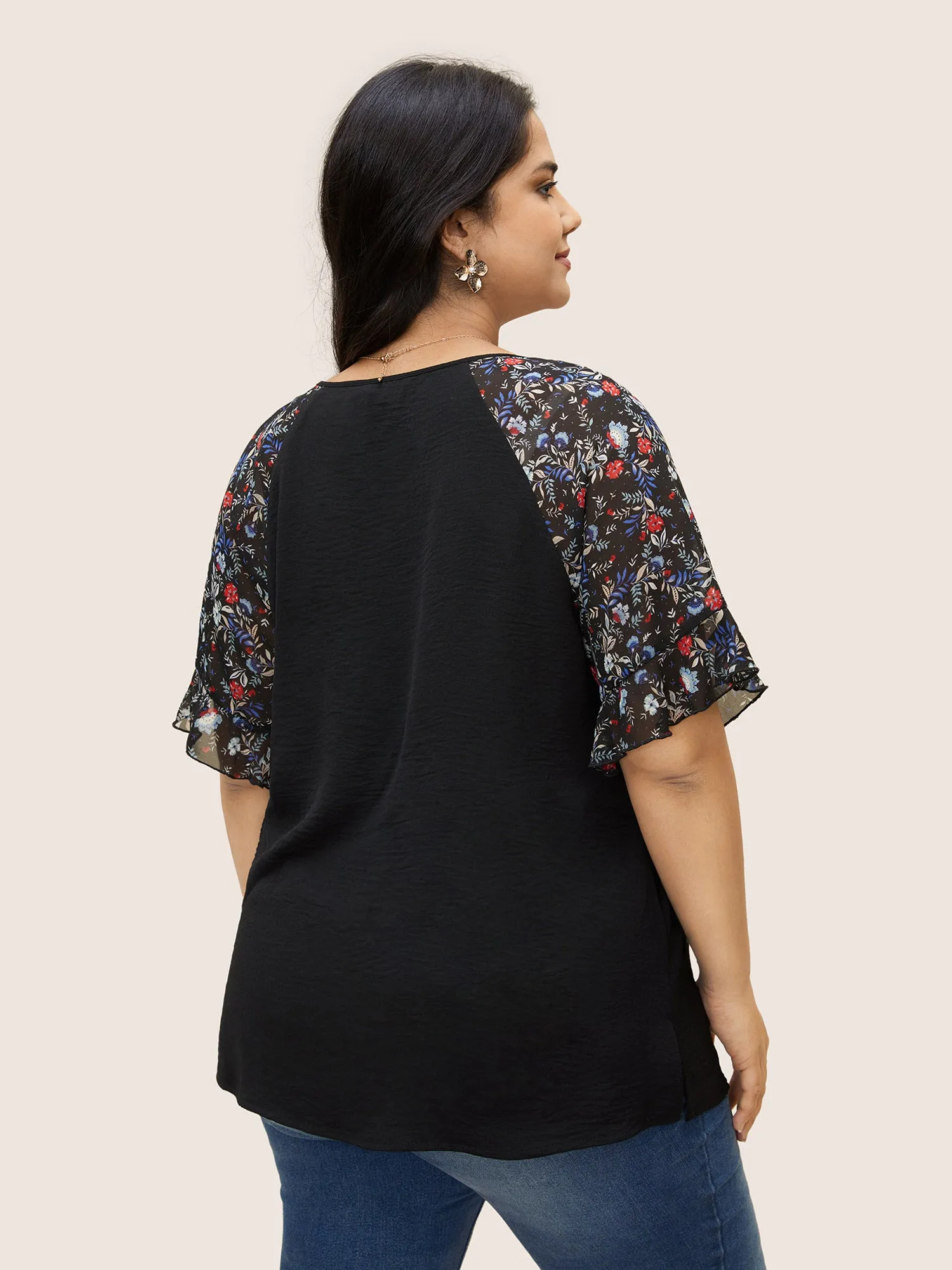 Ditsy Floral Ruffles Raglan Sleeve Blouse sold by Bloomchic product image thumbnail 4