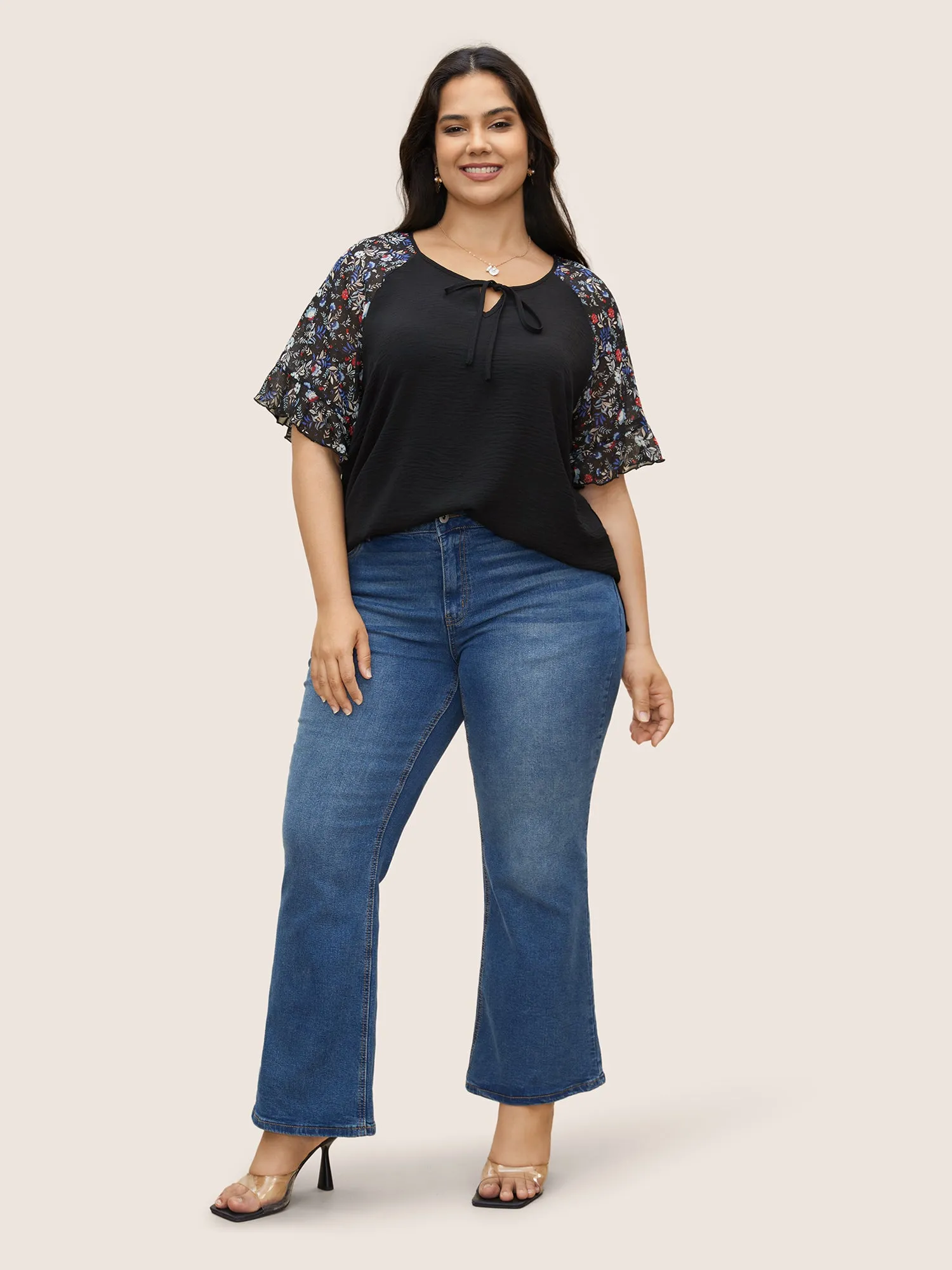 Ditsy Floral Ruffles Raglan Sleeve Blouse sold by Bloomchic product image thumbnail 2