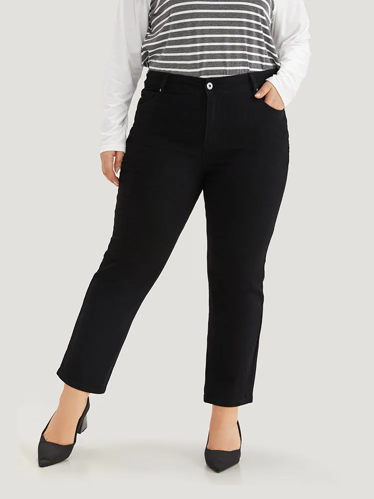 Plain Black Wash Zipper Fly Jeans sold by Bloomchic
