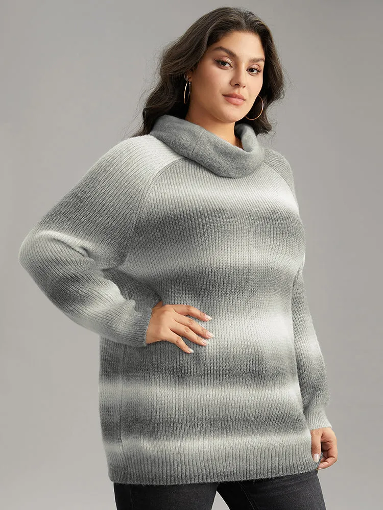 Turtleneck Ombre Heather Raglan Sleeve Pullover sold by Bloomchic product image thumbnail 4