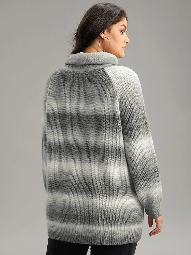 Turtleneck Ombre Heather Raglan Sleeve Pullover sold by Bloomchic product image thumbnail 2