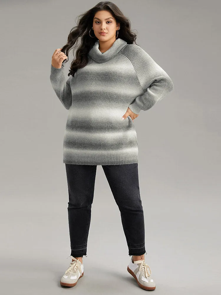 Turtleneck Ombre Heather Raglan Sleeve Pullover sold by Bloomchic product image thumbnail 5