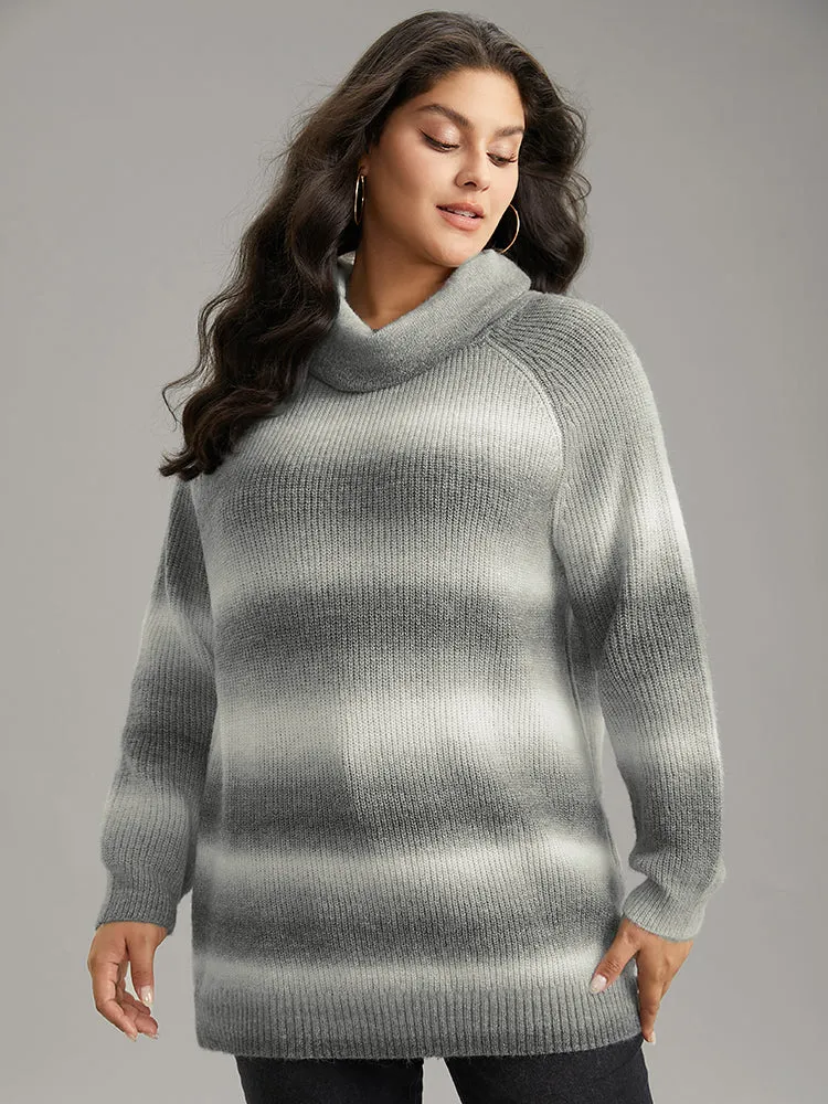 Turtleneck Ombre Heather Raglan Sleeve Pullover sold by Bloomchic product image thumbnail 3