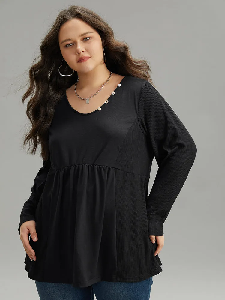 Plain Ruffles Button Detail T-shirt sold by Bloomchic product image thumbnail 5