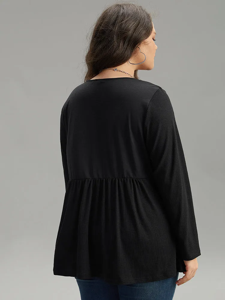 Plain Ruffles Button Detail T-shirt sold by Bloomchic product image thumbnail 2