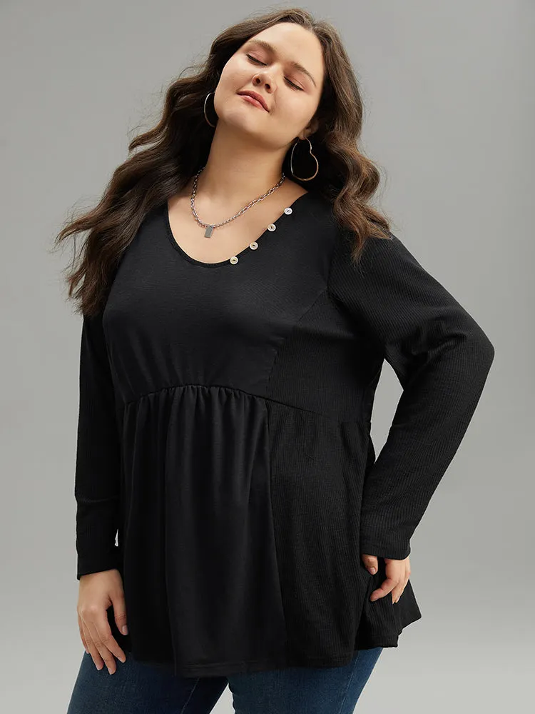 Plain Ruffles Button Detail T-shirt sold by Bloomchic product image thumbnail 3