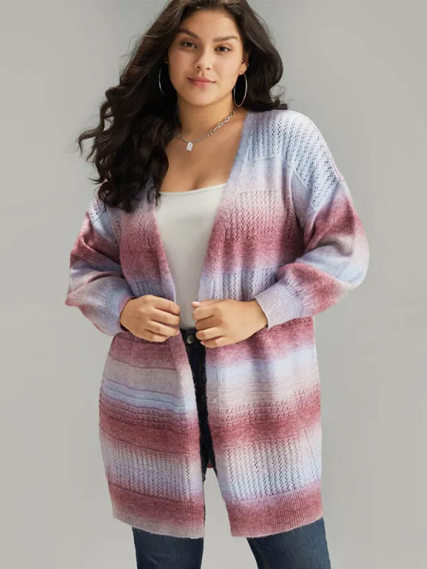 Ombre Elastic Cuffs Open Front Cardigan sold by Bloomchic