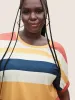 Striped Colorblock Contrast Dolman Sleeve T-shirt sold by Bloomchic