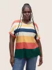 Striped Colorblock Contrast Dolman Sleeve T-shirt sold by Bloomchic