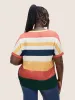 Striped Colorblock Contrast Dolman Sleeve T-shirt sold by Bloomchic