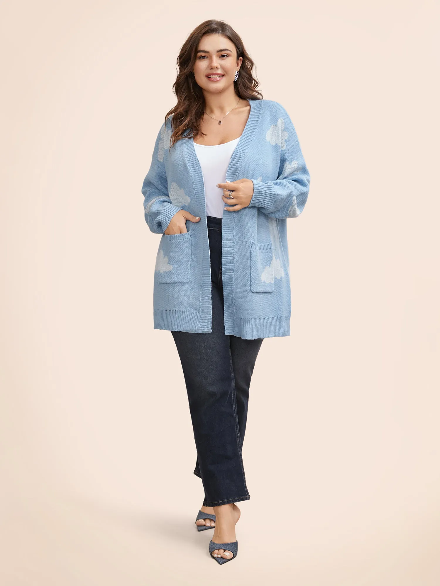 Cloud Drop Shoulder Patch Pocket Cardigan sold by Bloomchic product image thumbnail 3